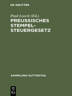 cover image of Preußisches Stempelsteuergesetz